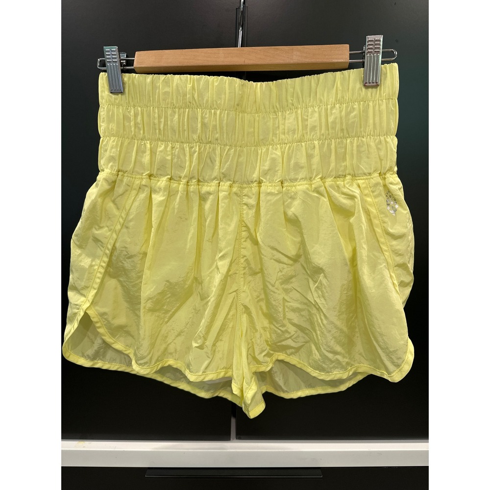Free People Movement The Way Home Shorts Yellow High Rise Running Smocked Medium